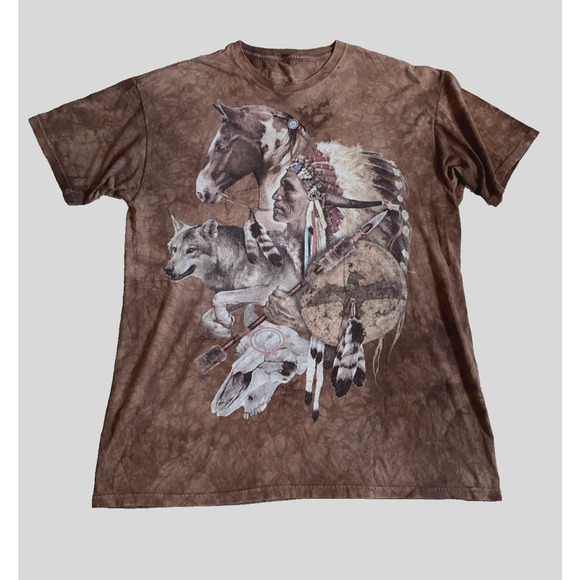 The Mountain Other - The Mountain Vintage Native Tribal Chieftan T-Shirt Size 2XL RN# 96926